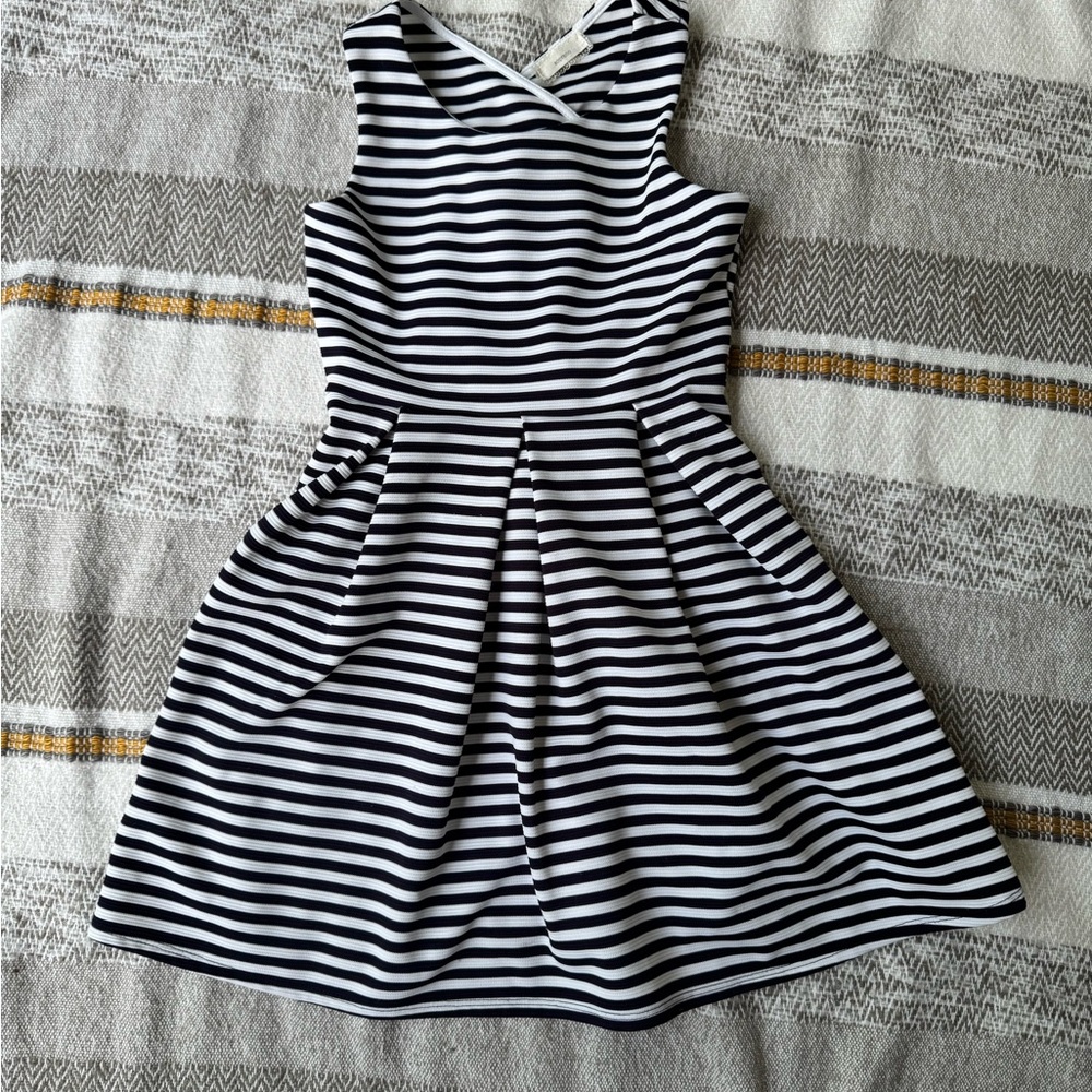 Soprano Black and White Fit and Flare Sleeveless Dress